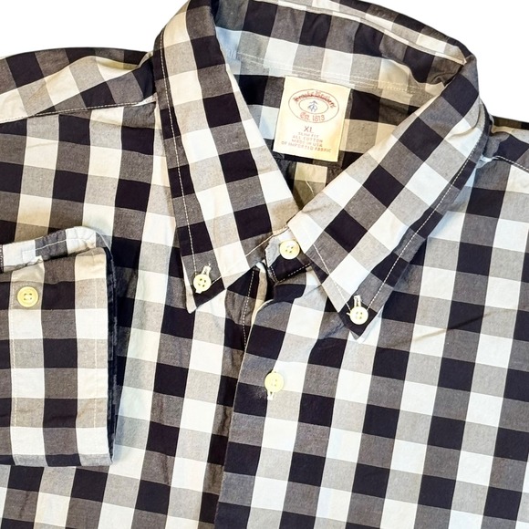 Brooks Brothers Other - Vintage Brooks Brothers XL Slim Fit Navy Blue Gingham Button Down Shirt USA Made